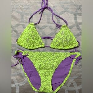 NWOT Victoria's Secret Purple and Neon Yellow String Bikini Size Large L